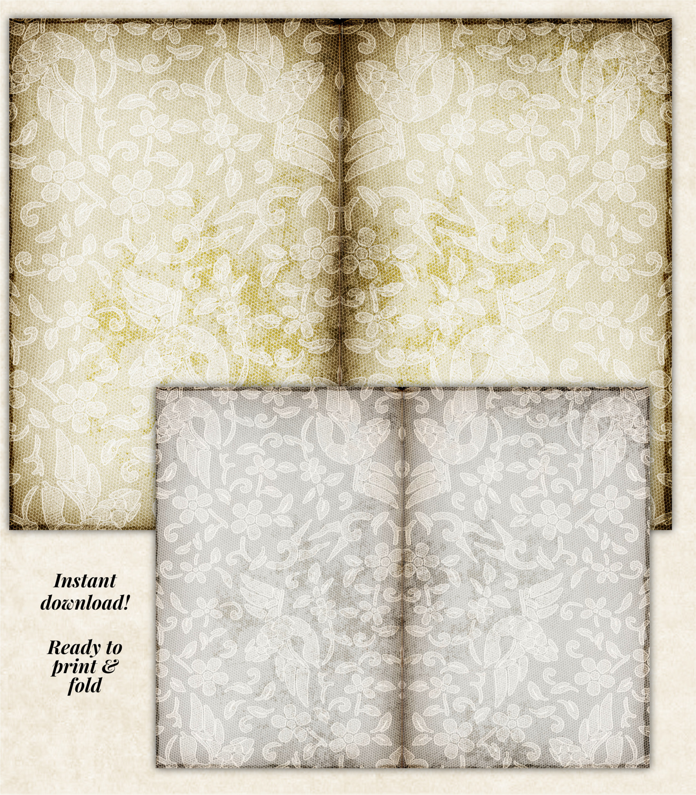 Grungy Lace Junk Journal Pages - Image 5