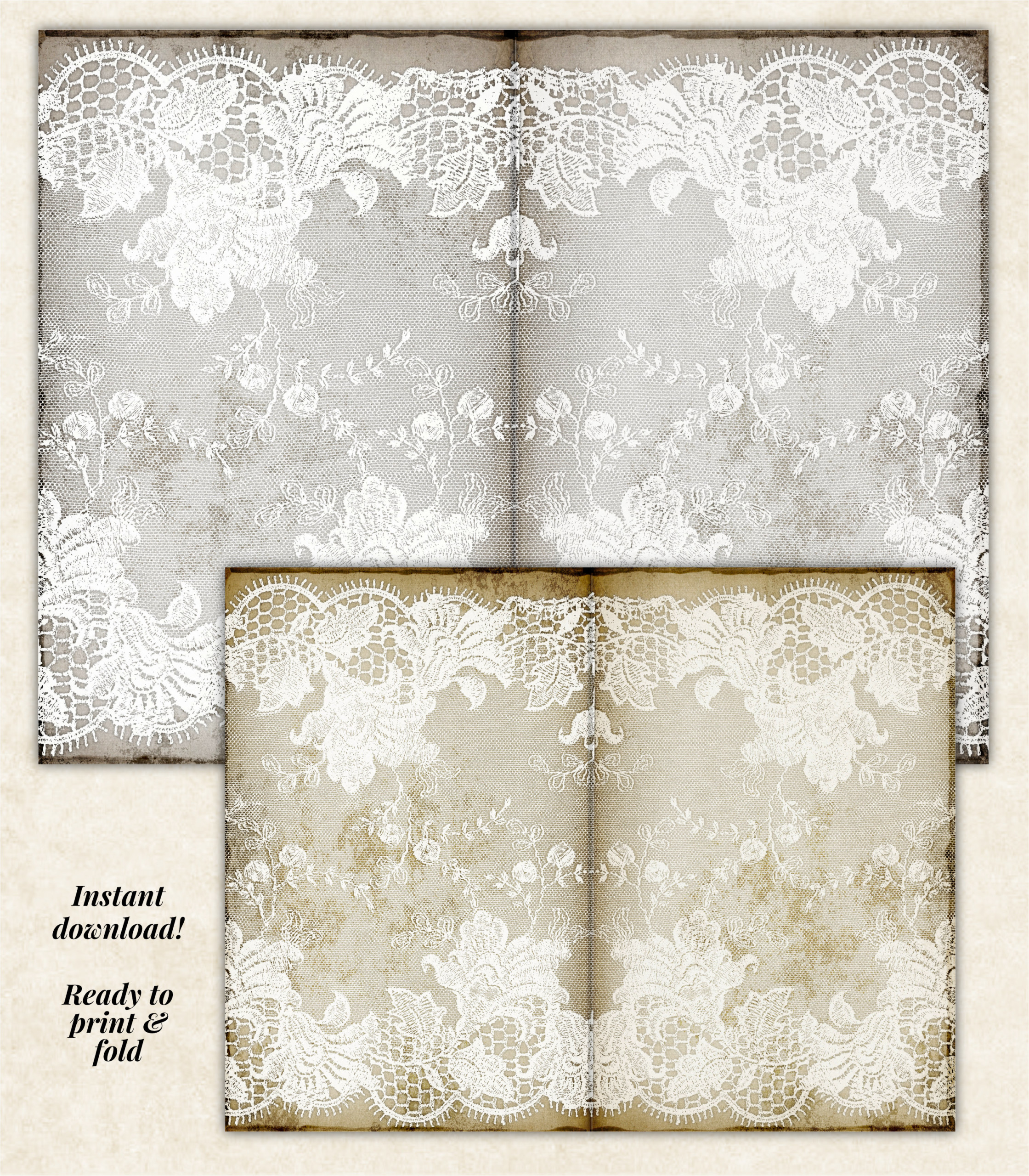 Grungy Lace Junk Journal Pages - Image 6