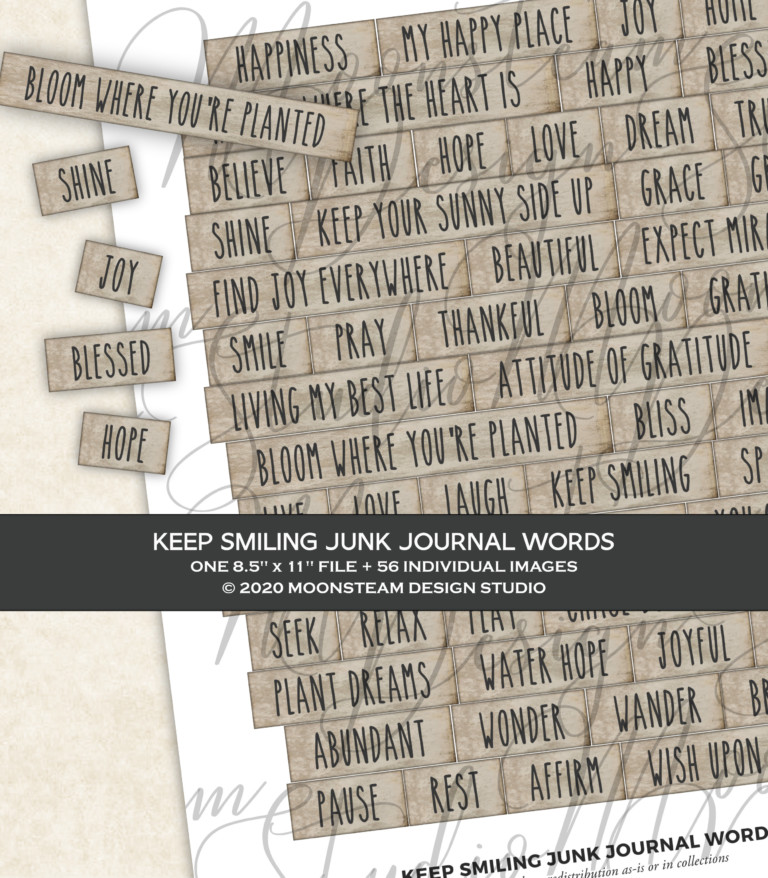 Keep Smiling Journal Words by Moonsteam Design Studio