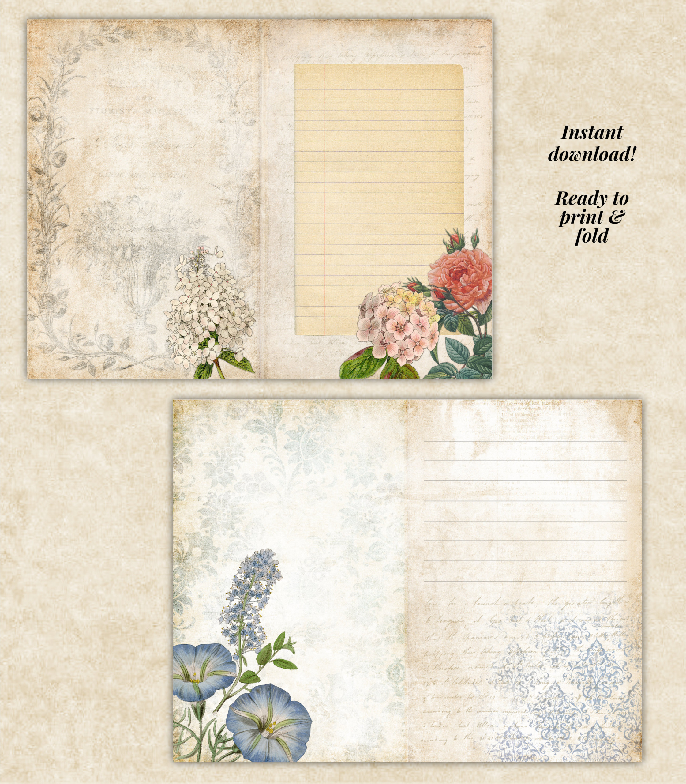 Vintage Wildflowers Junk Journal Kit - Image 2