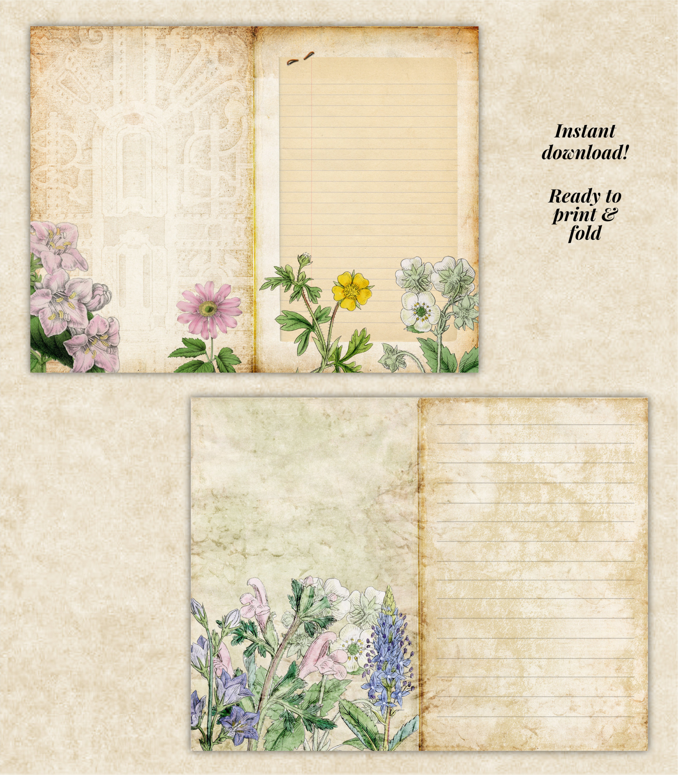Vintage Wildflowers Junk Journal Kit - Image 3