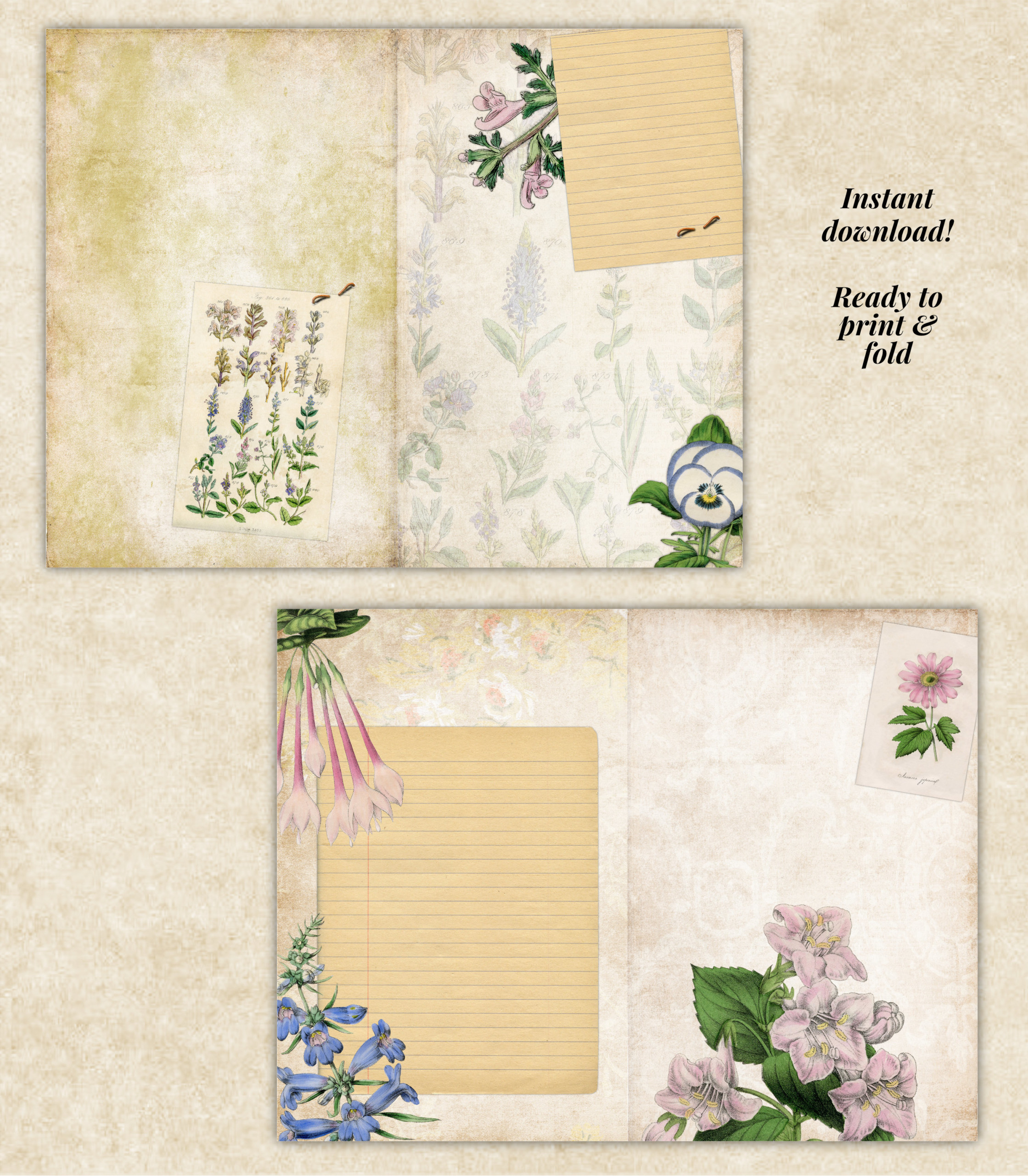 Vintage Wildflowers Junk Journal Kit - Image 4