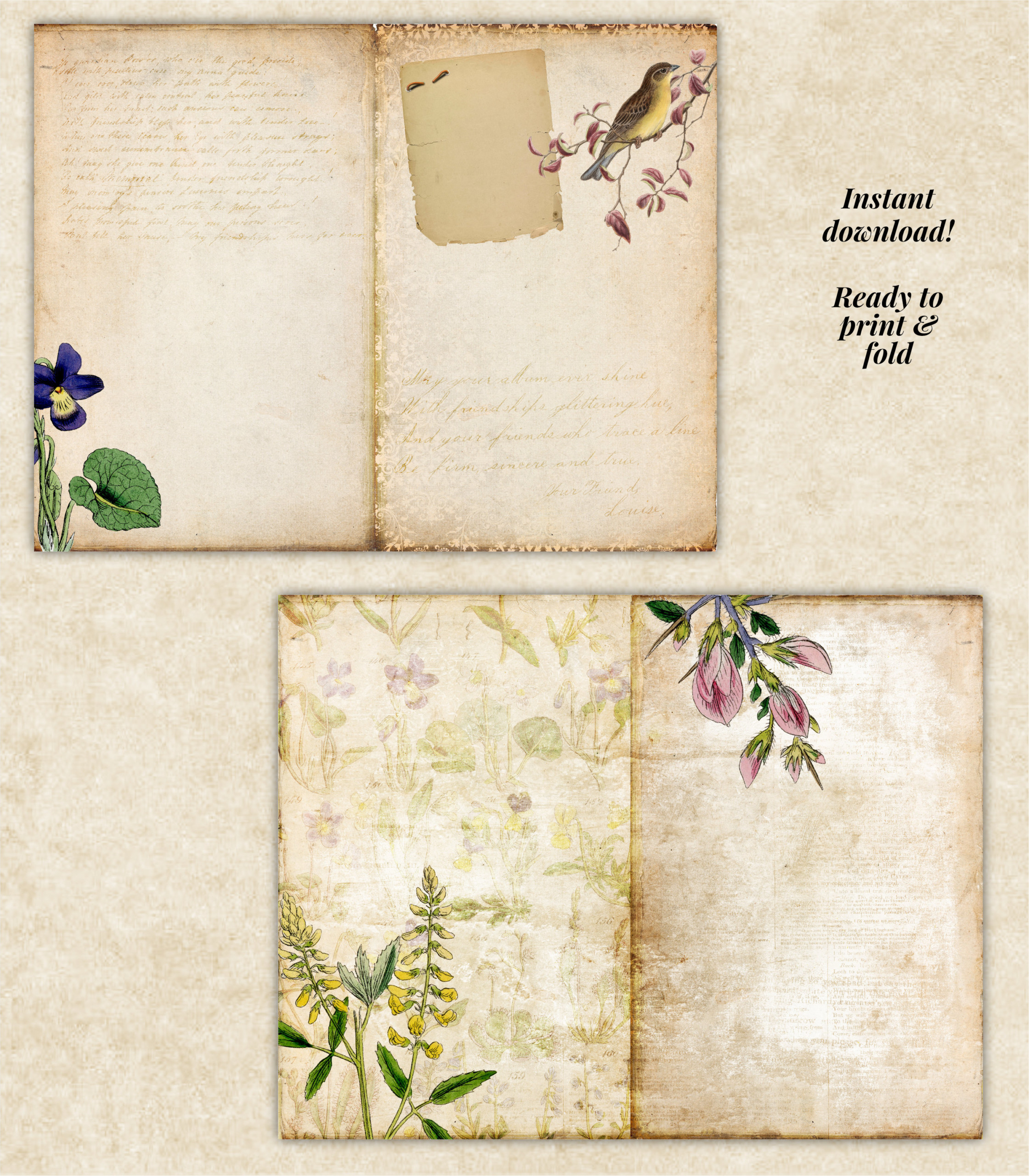 Vintage Wildflowers Junk Journal Kit - Image 5