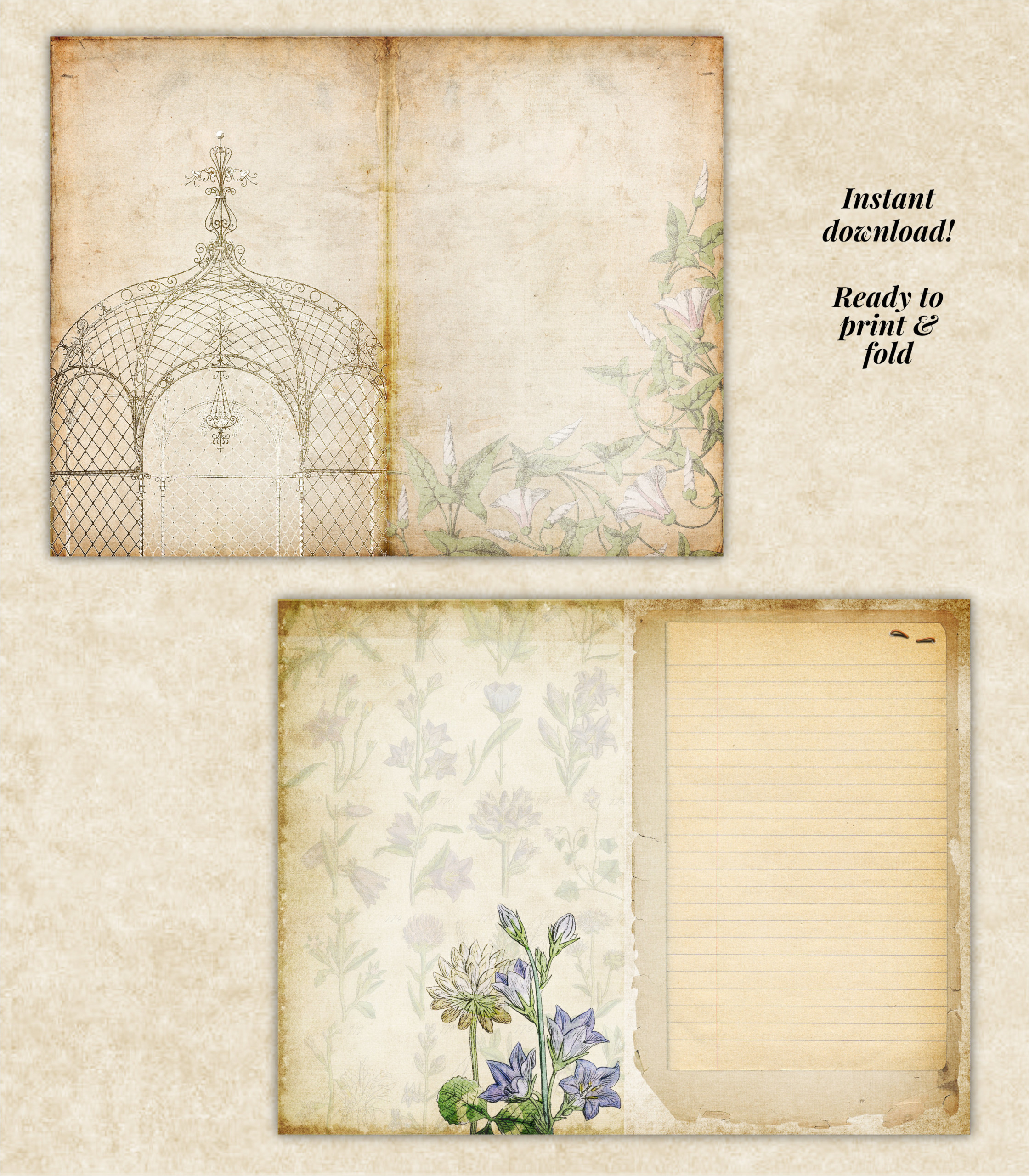 Vintage Wildflowers Junk Journal Kit - Image 7