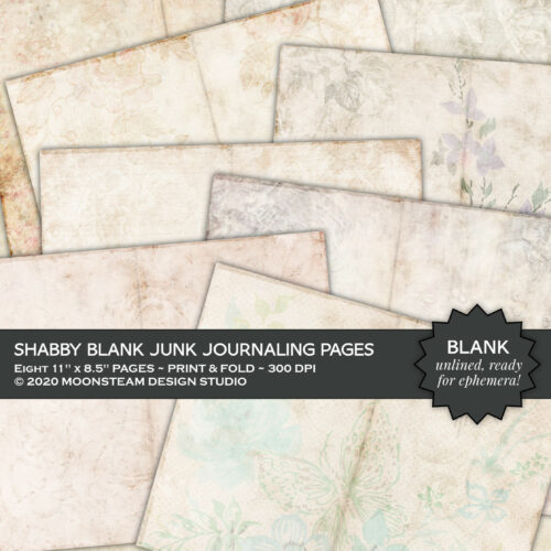 Shabby Blank Junk Journal Pages by Moonsteam Design Studio