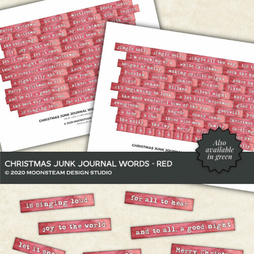 Christmas Journal Words in Red by Moonsteam Design Studio