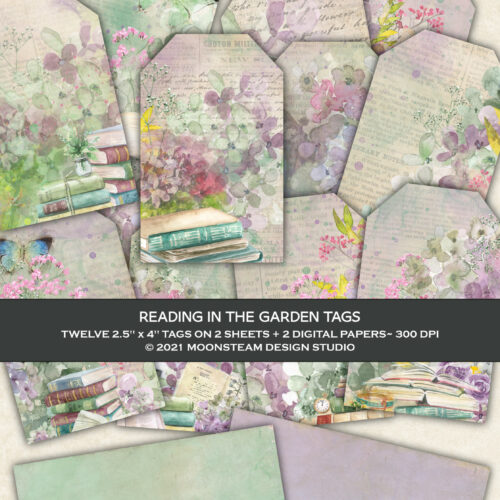 Reading in the Garden Printable Tags by Moonsteam Design Studio