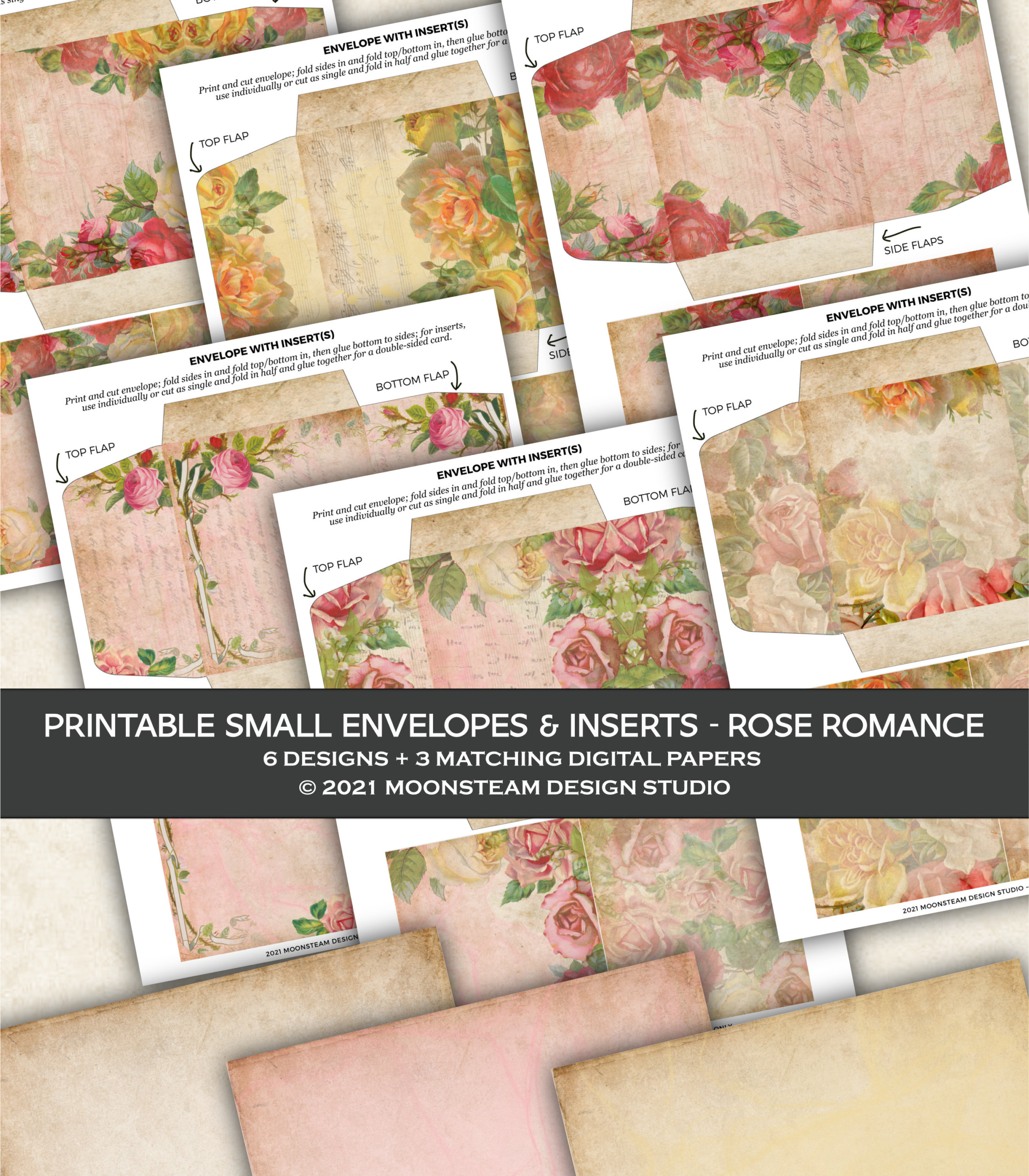 Rose Romance Printable Envelopes by Moonsteam Design Studio