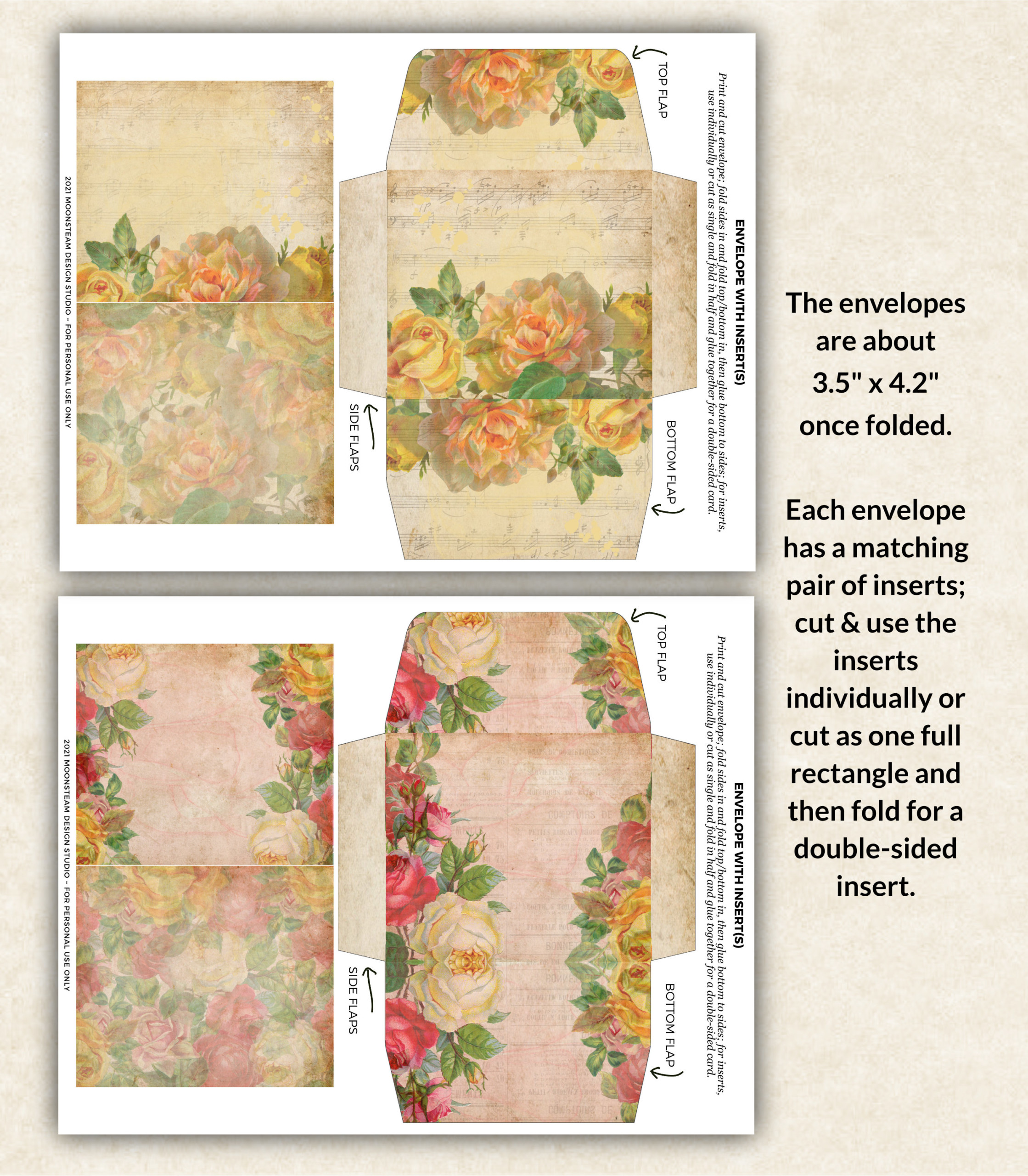 Rose Romance Junk Journal Envelopes with Inserts - Image 4