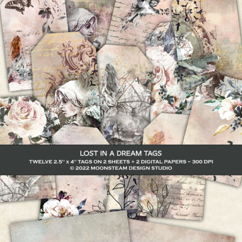 Lost in a Dream Ephemera Tags by Moonsteam Design Studio