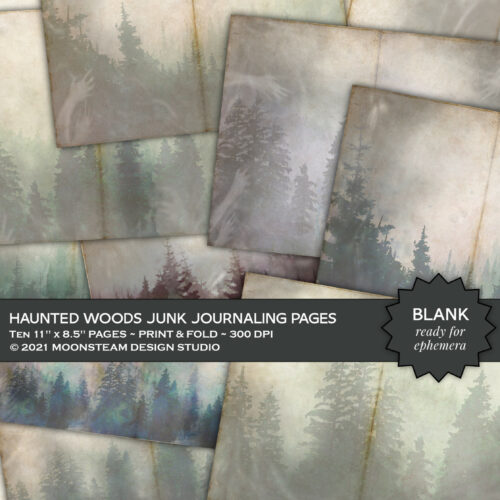 Haunted Woods Junk Journal Pages by Moonsteam Design Studio
