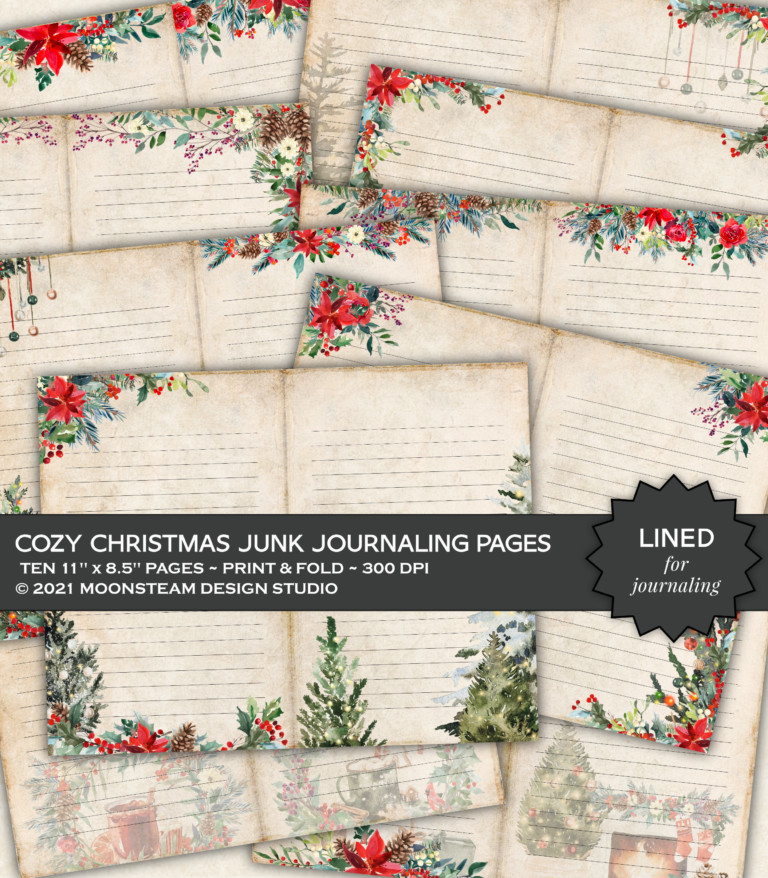 Cozy Christmas Lined Journal Pages by Moonsteam Design Studio