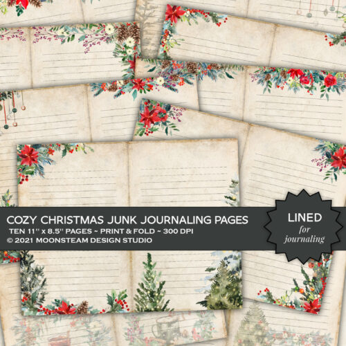 Cozy Christmas Lined Journal Pages by Moonsteam Design Studio