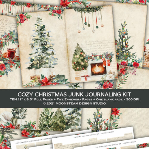 Cozy Christmas Junk Journal Kit by Moonsteam Design Studio