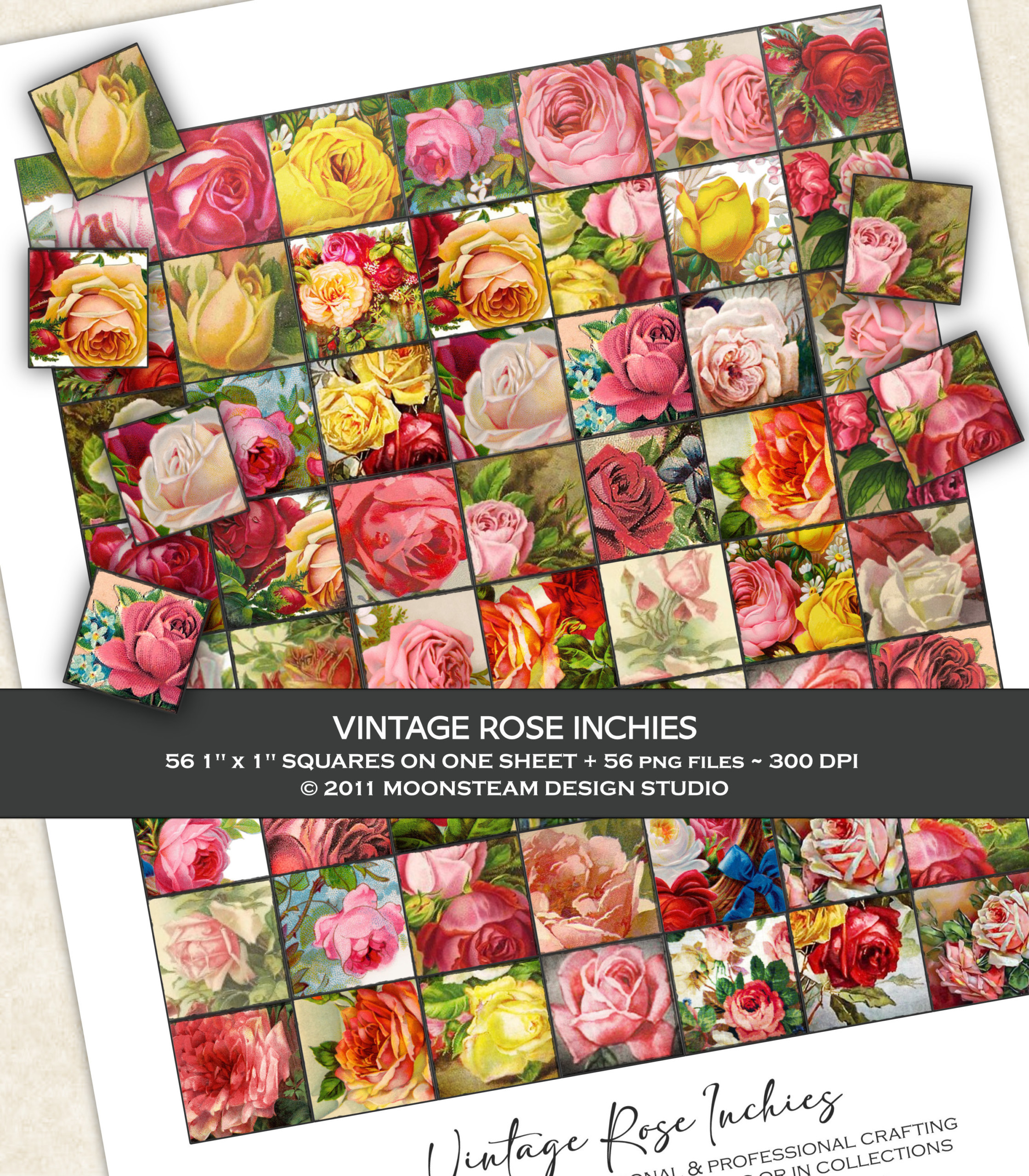 Vintage Rose Inchies by Moonsteam Design Studio
