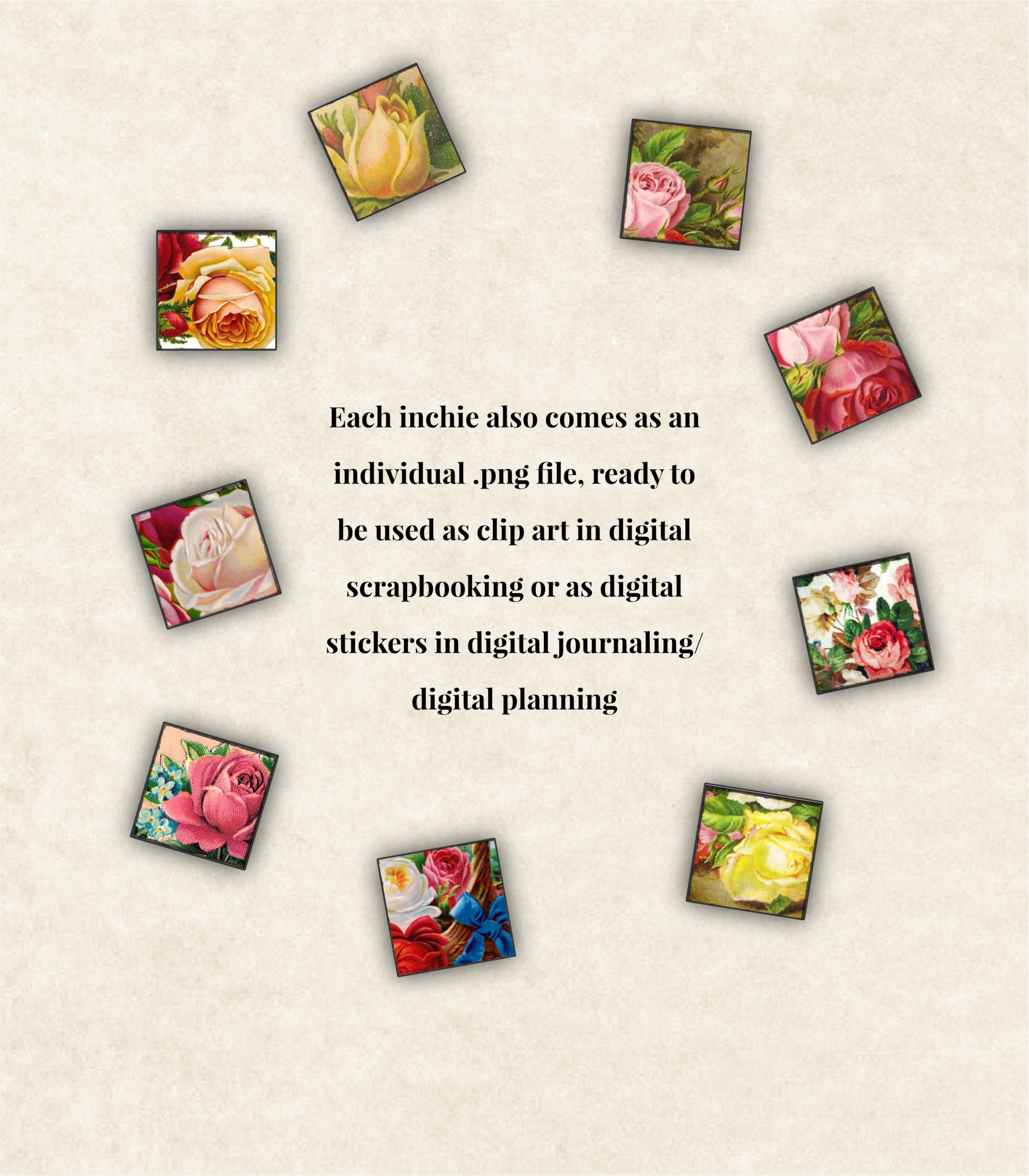 Vintage Rose Inchies by Moonsteam Design Studio