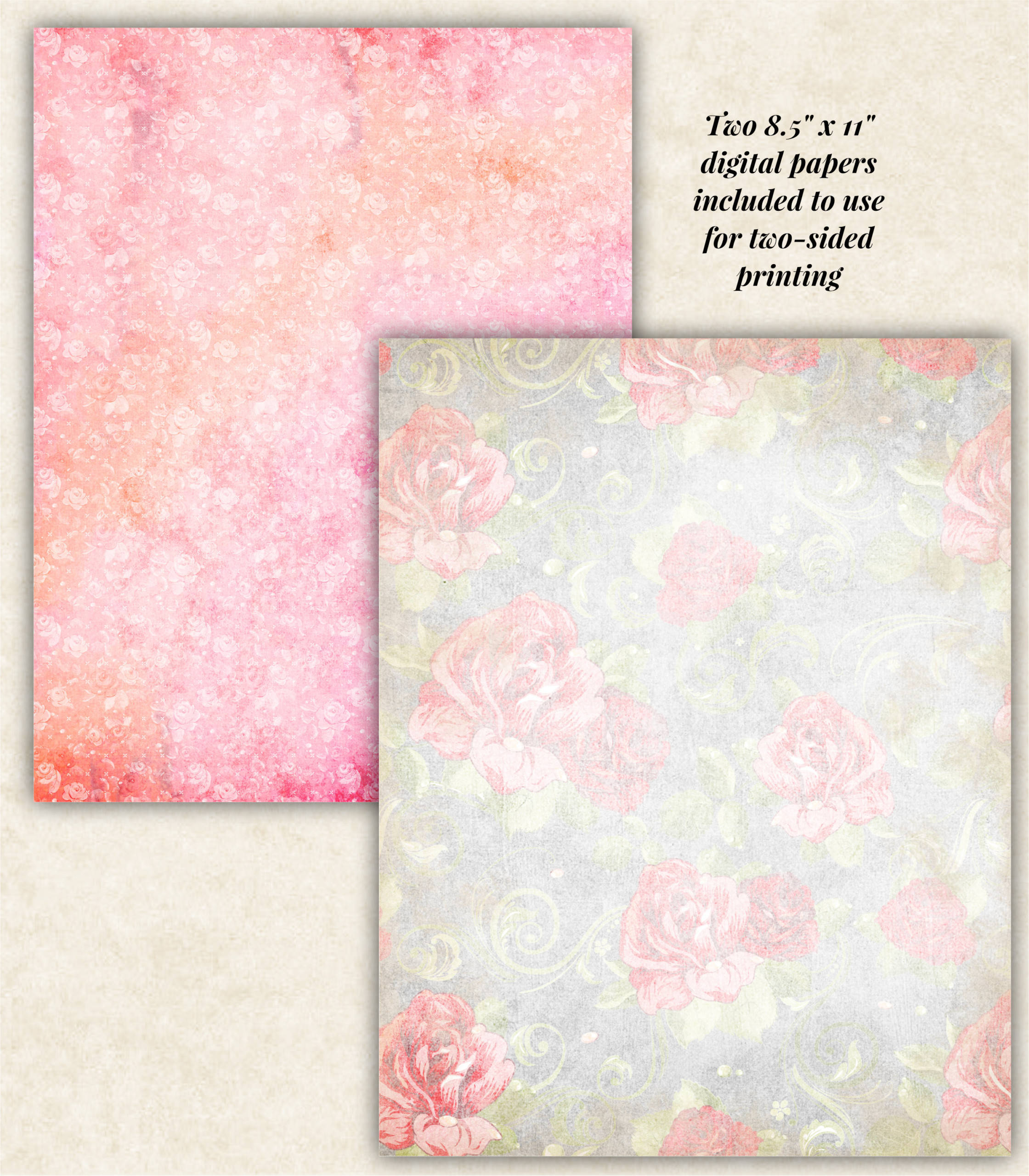 Collage Rose Printable Tags by Moonsteam Design Studio