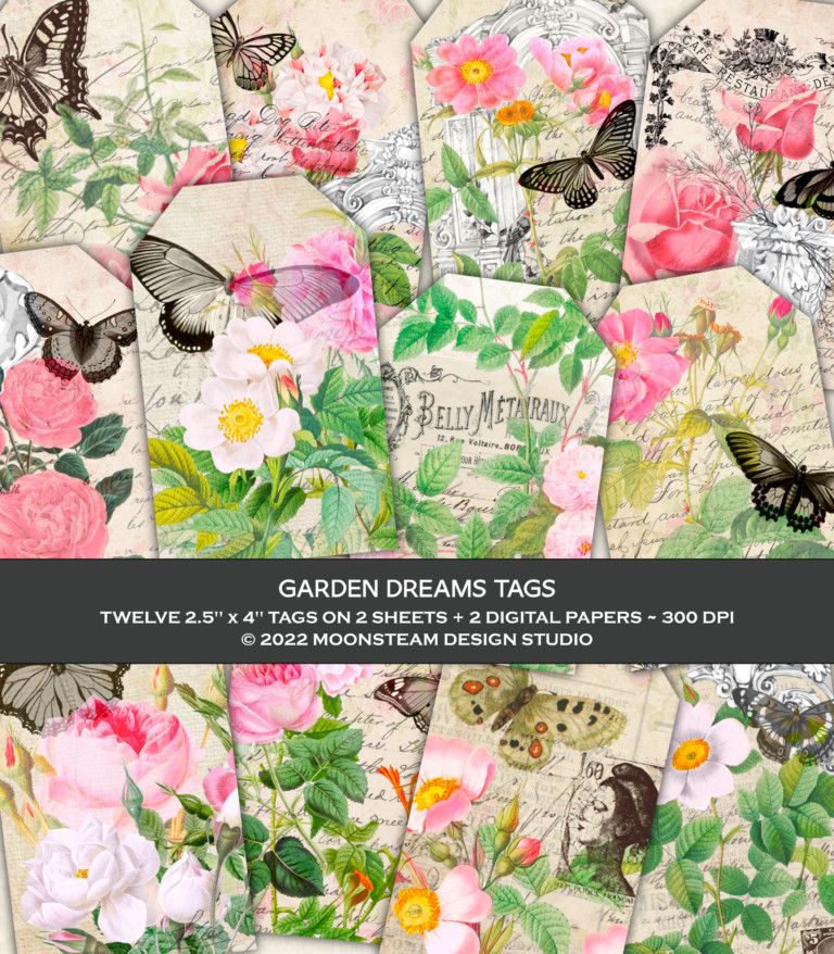 Garden Dreams Printable Tags by Moonsteam Design Studio