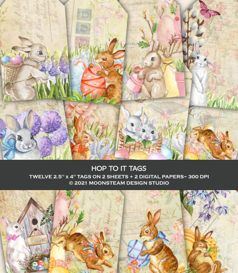 Hop To It Printable Tags by Moonsteam Design Studio