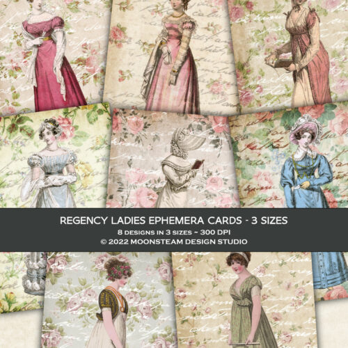 Regency Ladies Ephemera Cards by Moonsteam Design Studio