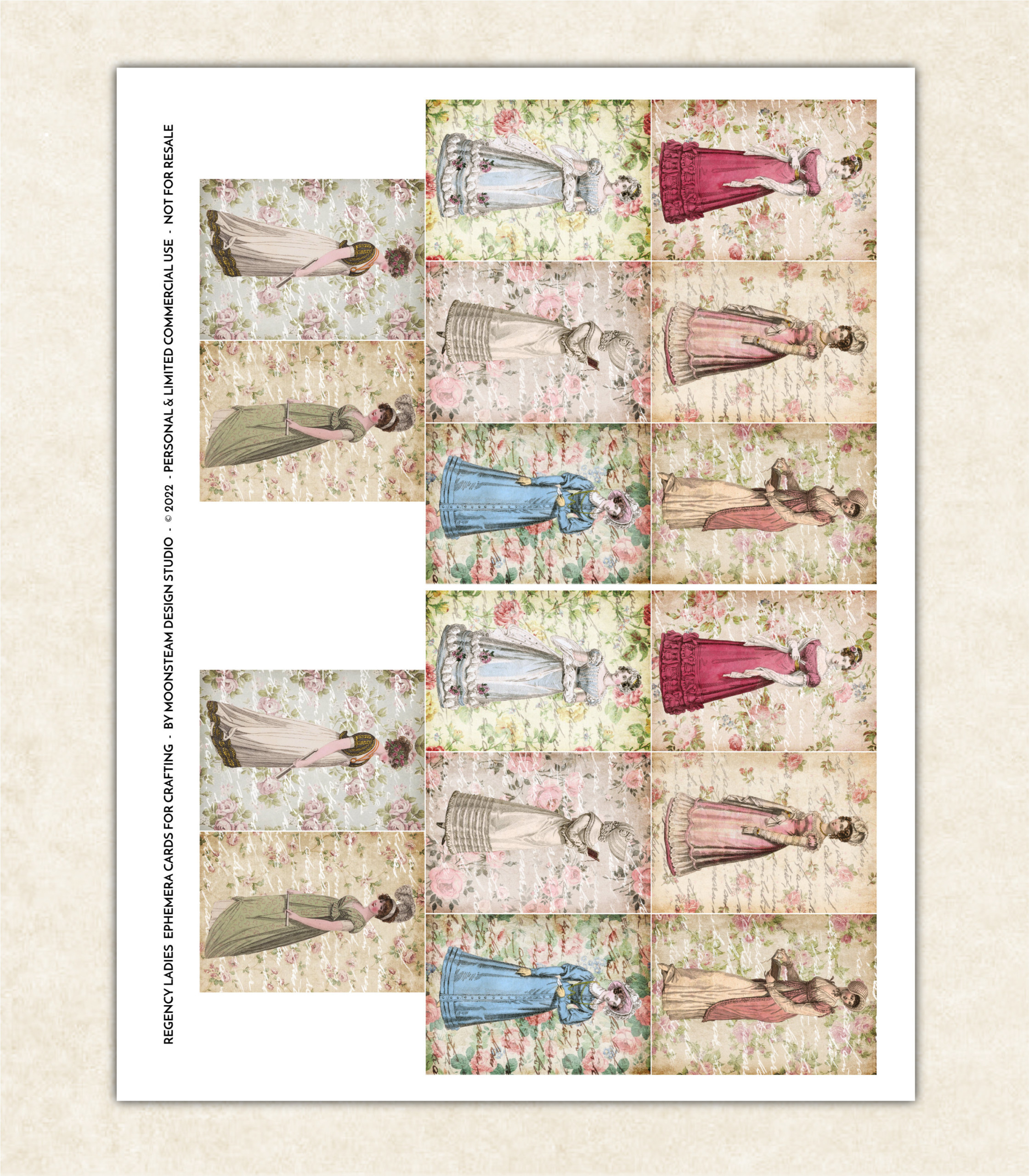 Regency Ladies Ephemera Cards by Moonsteam Design Studio