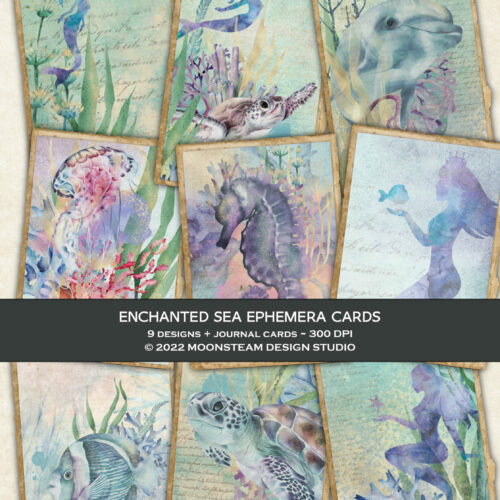 Enchanted Sea Ephemera Cards by Moonsteam Design Studio