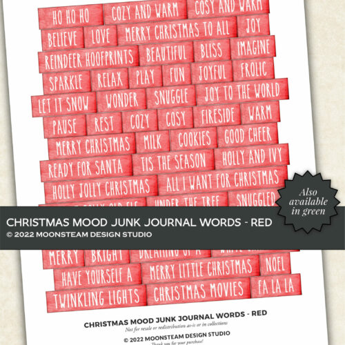 Christmas Mood Red Journal Words by Moonsteam Design Studio