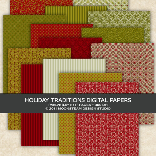 Holiday Traditions Digital Papers by Moonsteam Design Studio