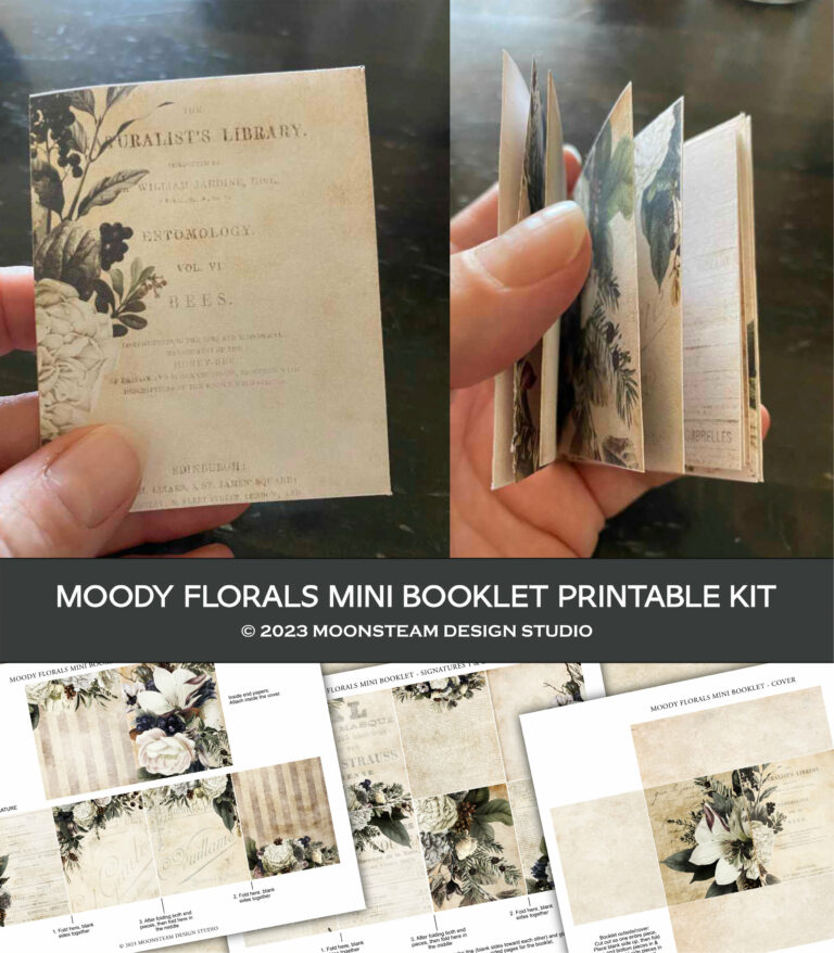 Winter Florals Mini Booklet Printable Kit by Moonsteam Design Studio