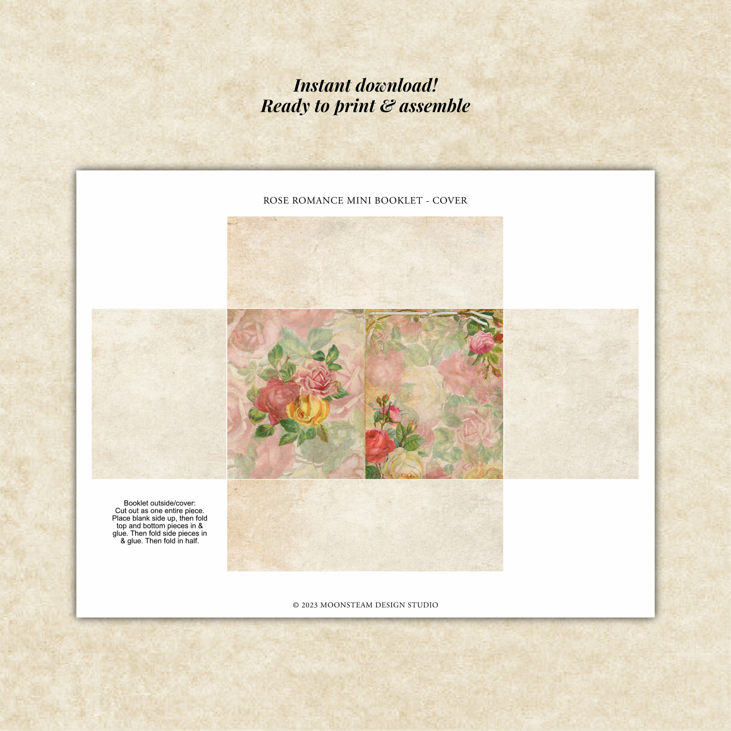 Rose Romance Mini Booklet Printable Kit by Moonsteam Design Studio