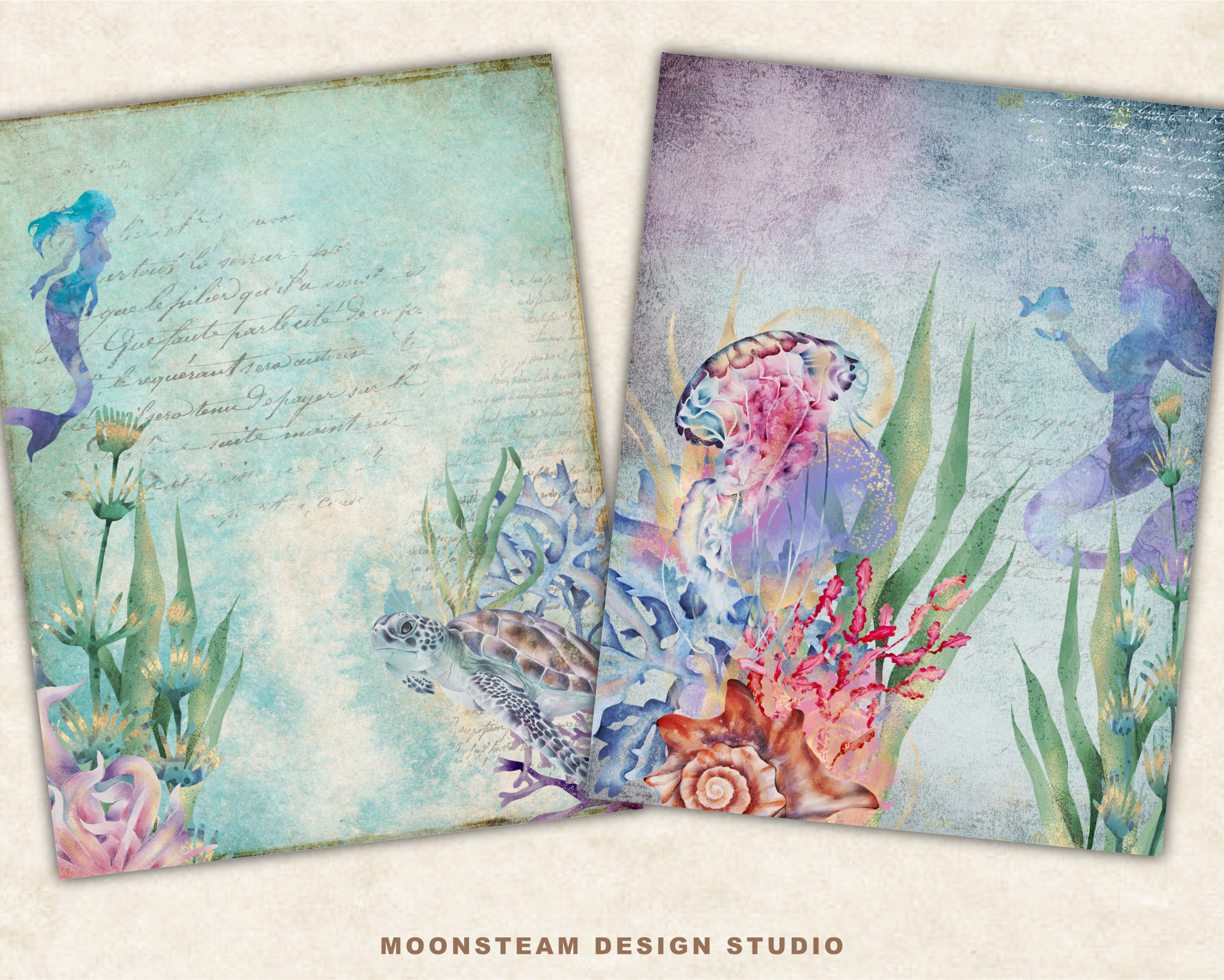 Mermaids Digital Papers by Moonsteam Design Studio