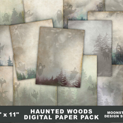 Haunted Woods Digital Papers by Moonsteam Design Studio