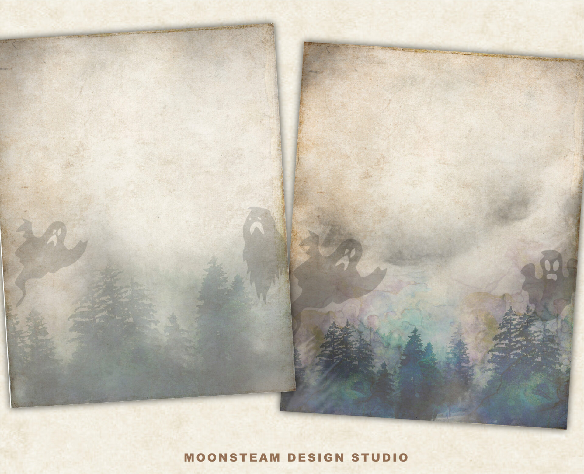 Haunted Woods Digital Papers by Moonsteam Design Studio