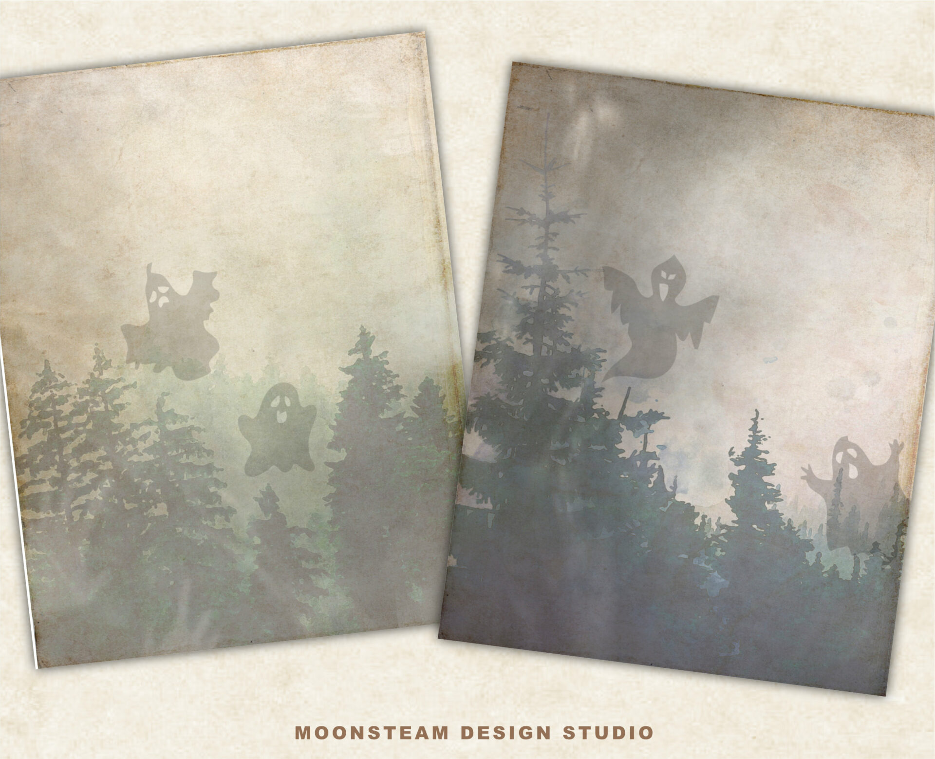 Haunted Woods Digital Papers by Moonsteam Design Studio