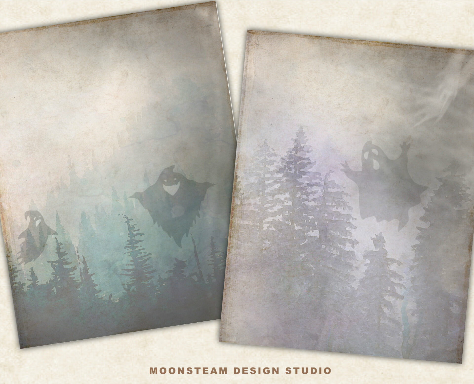 Haunted Woods Digital Papers by Moonsteam Design Studio