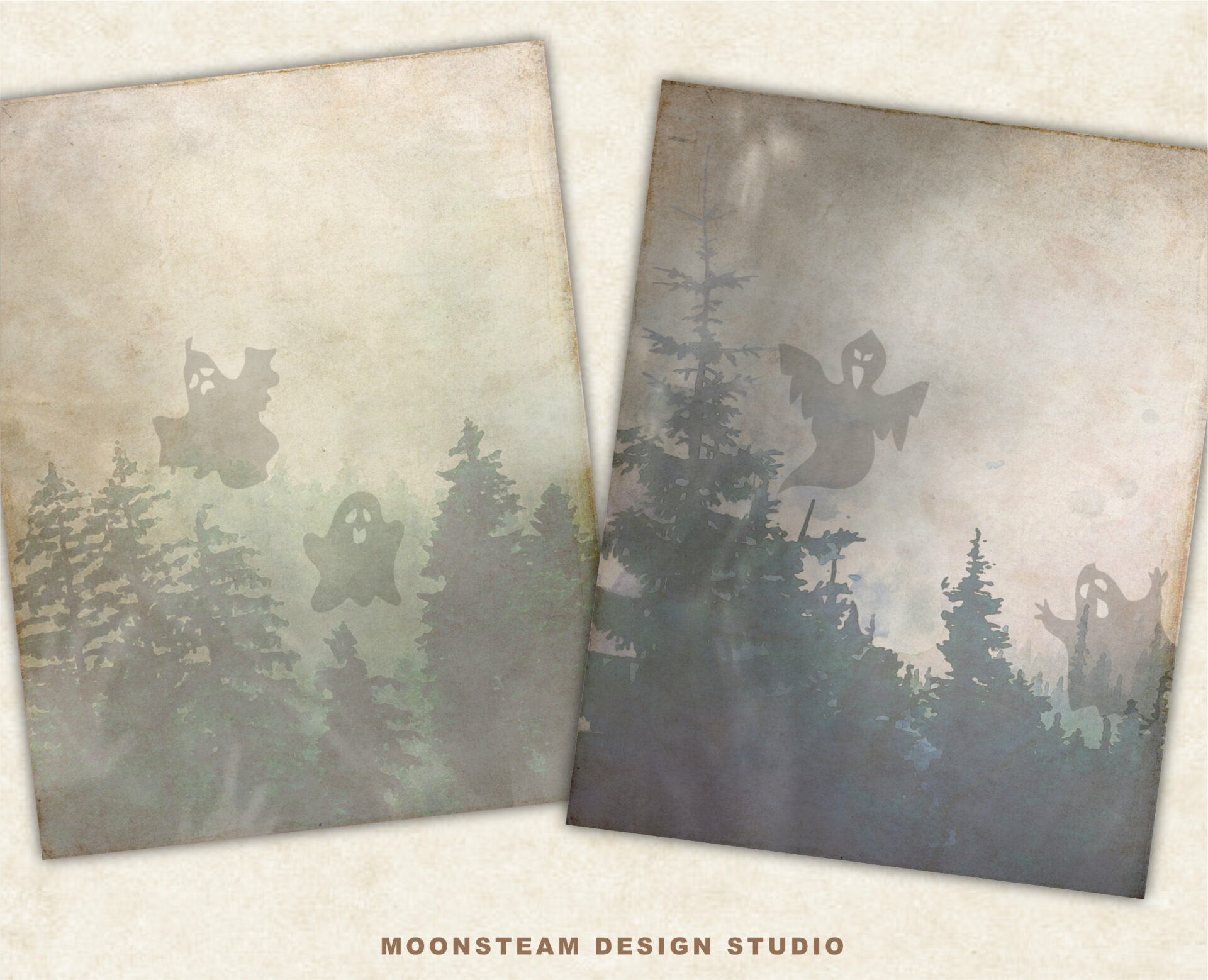 Haunted Woods Digital Papers by Moonsteam Design Studio
