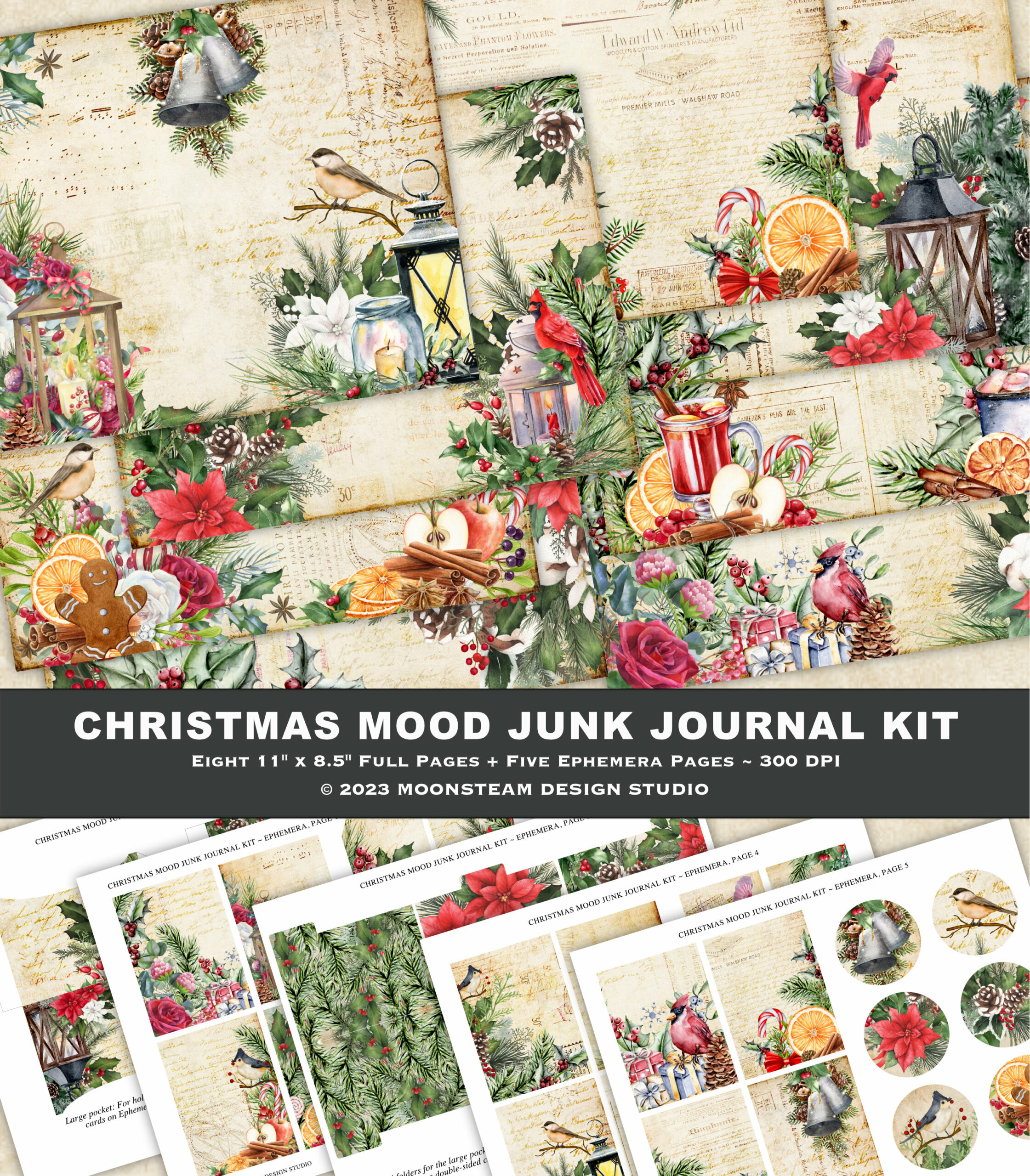 Christmas Mood Junk Journal Kid by Moonsteam Design Studio