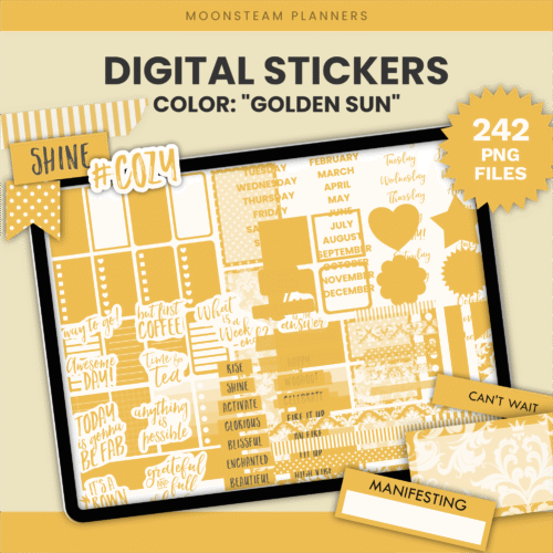 Golden Yellow Digital Stickers
