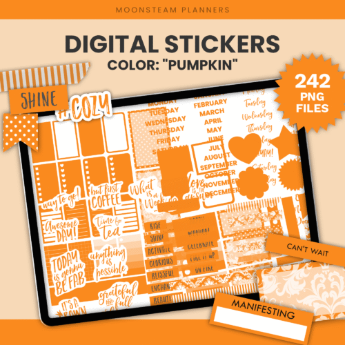 Pumpkin Orange Digital Stickers