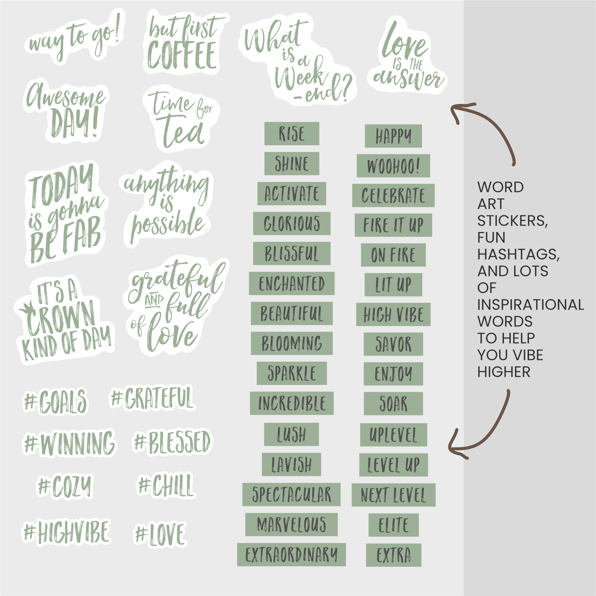 Sage Green Digital Stickers - Image 4