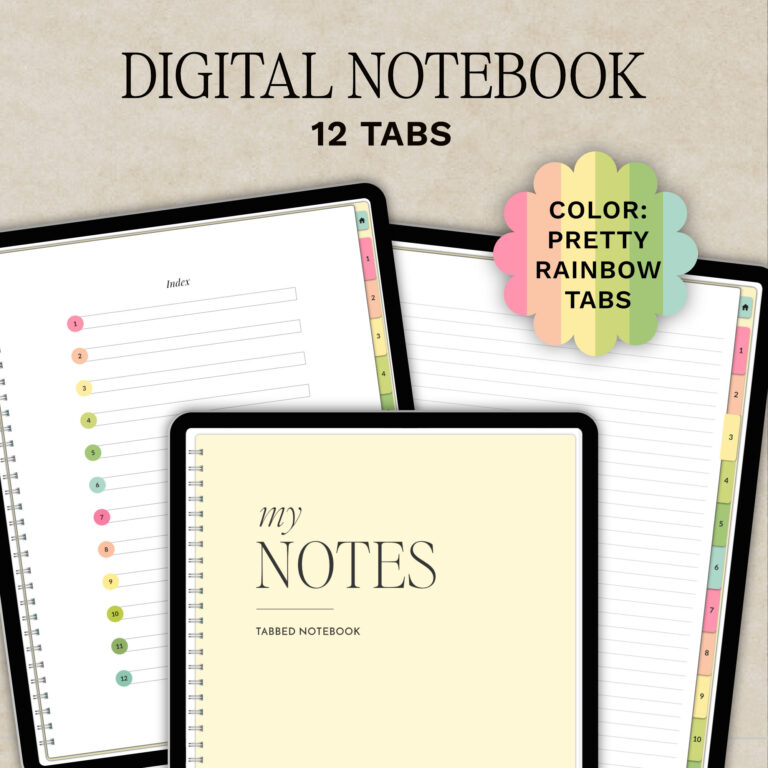 Digital Notebooks – Cheerful Rainbow Tabs
